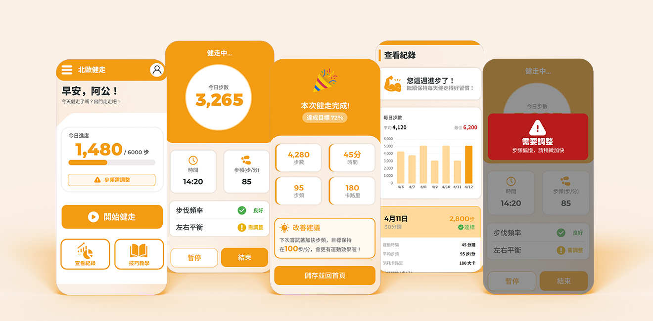 北歐健走 APP 功能介面 勁采科技 VIGORSHINE